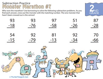 Monster Marathon: Two-Digit Subtraction #7
