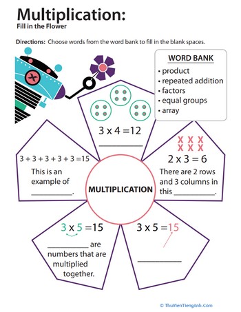 Multiplication: Fill in the Flower