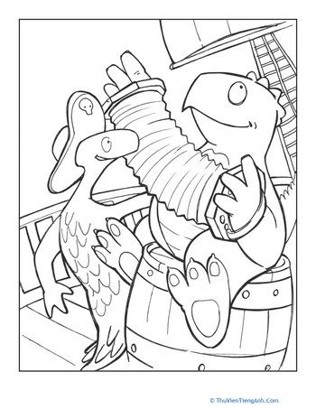 Musical Dinos Coloring Page