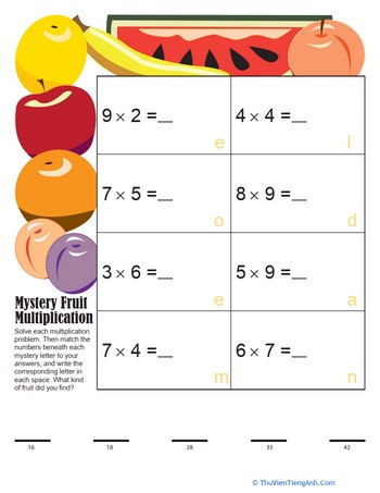 Mystery Fruit Multiplication 2