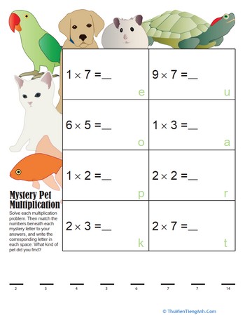 Mystery Multiplication Pets 3