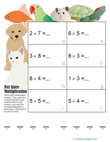 Mystery Multiplication Pets 4