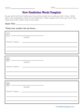 New Nonfiction Words Template