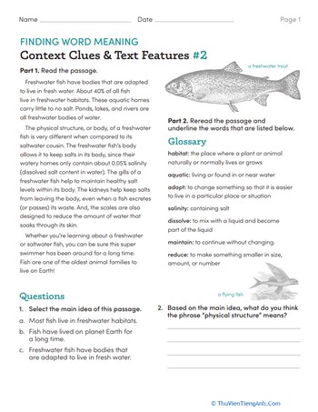 Finding Word Meaning: Context Clues & Text Features #2