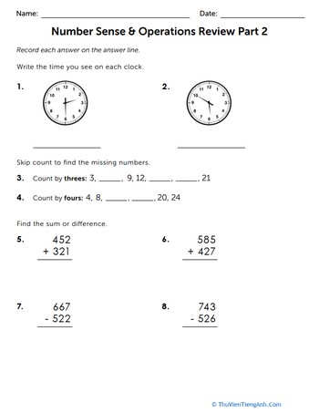 Number Sense & Operations Review Part 2