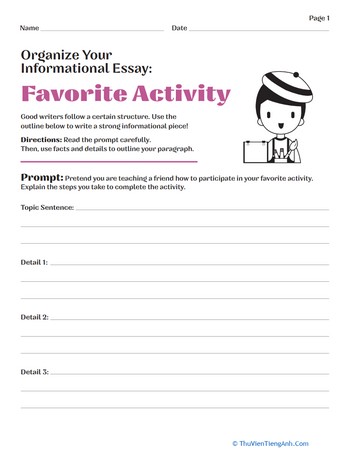 Organize Your Informational Essay: Favorite Activity