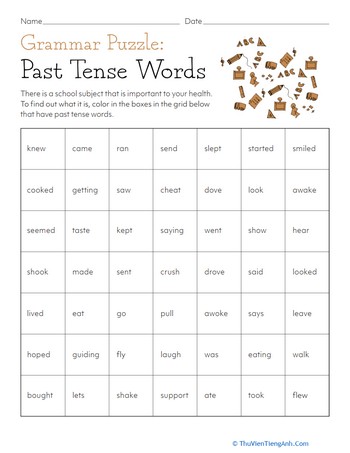 Grammar Puzzle: Past Tense Words