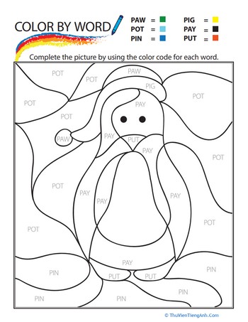 Penguin Color by Sight Word
