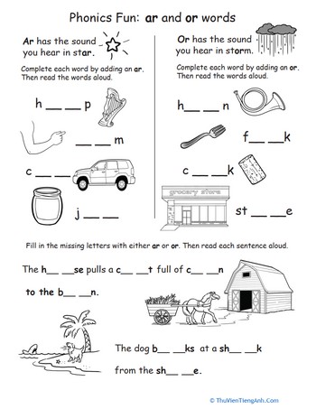Phonics Fun: Ar and Or Words