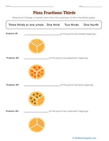Pizza Fractions: Thirds
