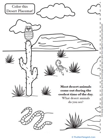 Desert Animals Activity Placemat