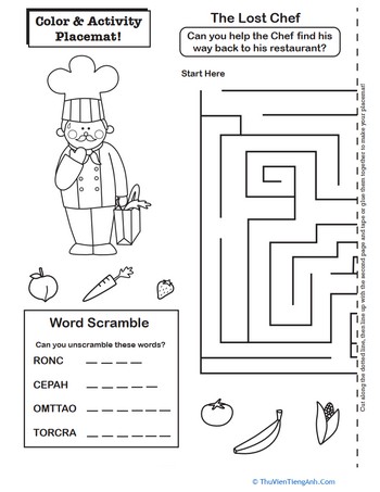 Chef Activity Placemat