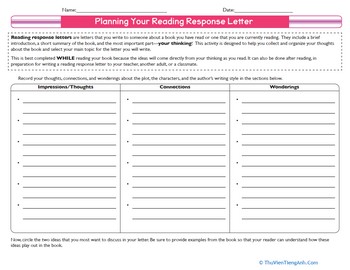 Planning Your Reading Response Letter