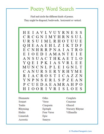 Poetry Word Search
