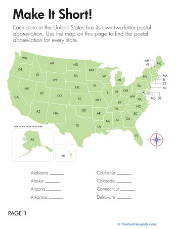 Postal Abbreviations Map: Make It Short!