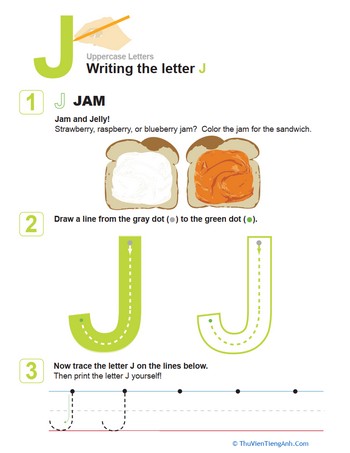 J is for Jam! Practice Writing the Letter J