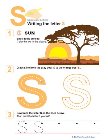 S is for Sun! Practice Writing the Letter S