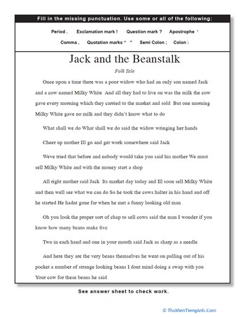 Punctuation: Jack and the Beanstalk