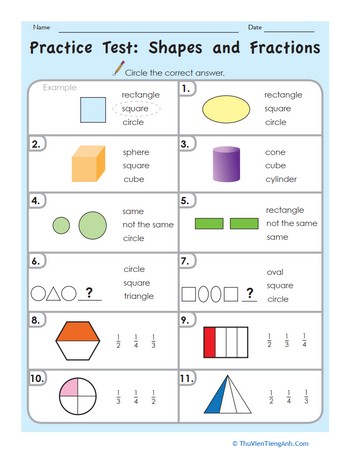 Practice Test: Simple Shapes & Fractions