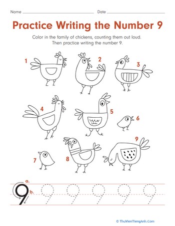 Practice Writing the Number 9