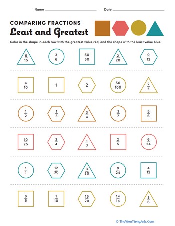 Comparing Fractions: Least and Greatest