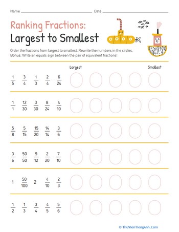 Practicing Fractions: Largest to Smallest