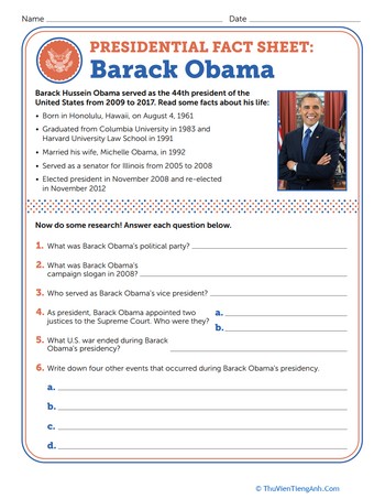Presidential Fact Sheet: Barack Obama