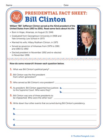Presidential Fact Sheet: Bill Clinton