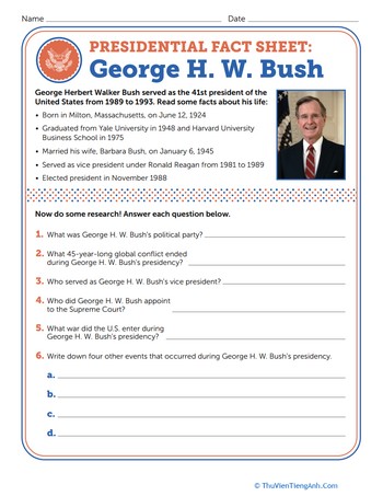 Presidential Fact Sheet: George H. W. Bush