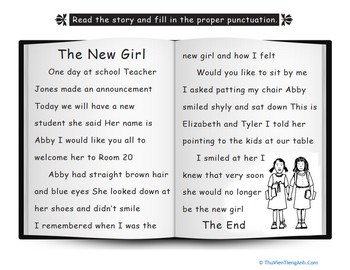 Punctuate the Story: The New Girl