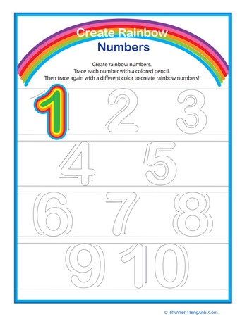 Rainbow Numbers! Practice Writing Numbers 1-10