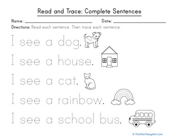 Read and Trace: Complete Sentences