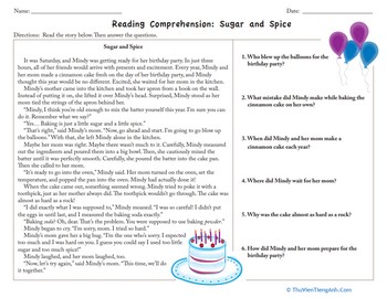 Reading Comprehension: Sugar and Spice