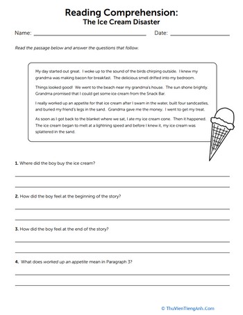 Reading Comprehension: The Ice Cream Disaster