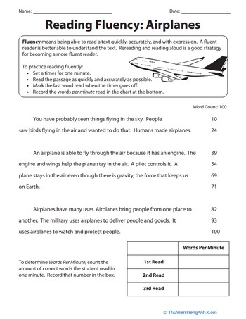 Reading Fluency: Airplanes