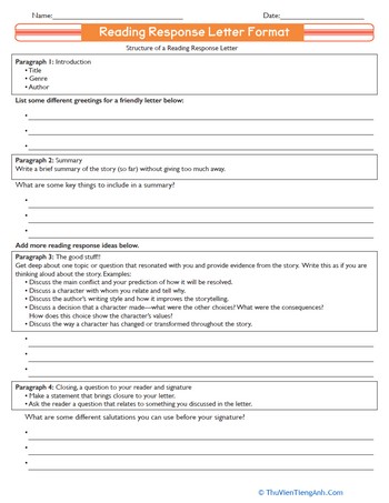 Reading Response Letter Format