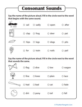Phonics Practice Test: Consonant Sounds