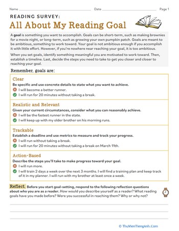Reading Survey: All About My Reading Goal