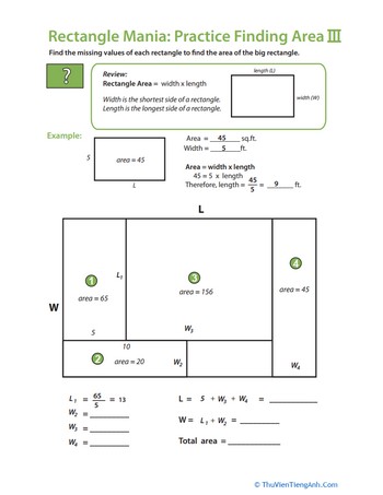 Rectangle Algebra: Find the Total Area II