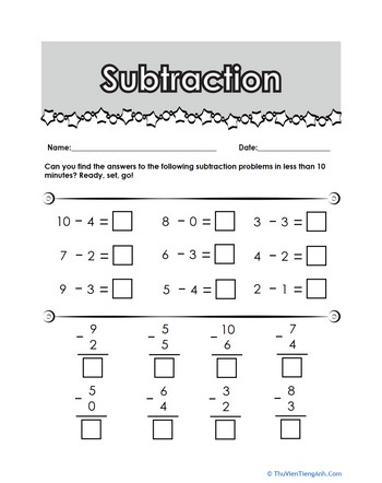 Subtraction Facts Review