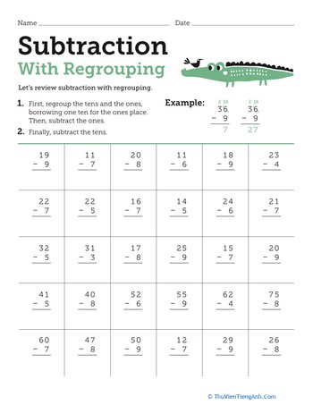Subtraction With Regrouping