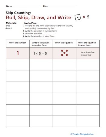 Skip Counting: Roll, Skip, Draw, and Write