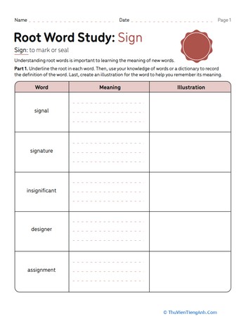 Root Word Study: Sign