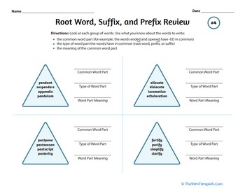 Root Word, Suffix, and Prefix Review #4