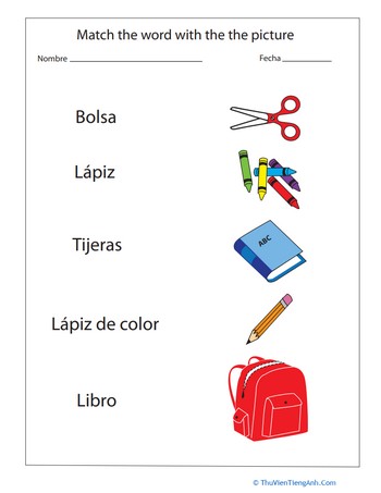School Supplies in Spanish