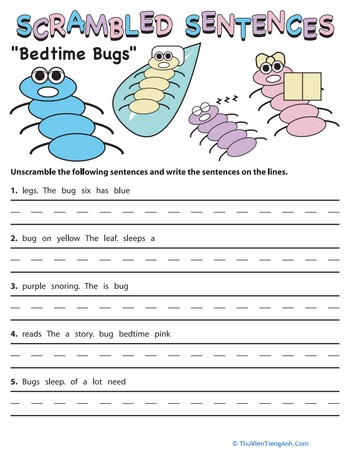 Scrambled Sentences: Bedtime Bugs