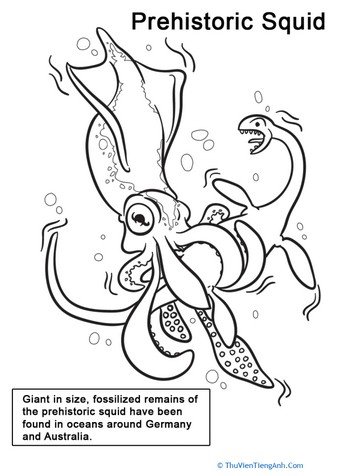 Sea Monster Coloring Page: Prehistoric Squid