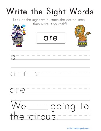 Write the Sight Words: “Are”