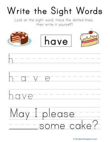 Write the Sight Words: “Have”