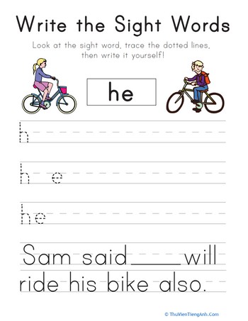Write the Sight Words: “He”